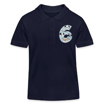 HUNDE NUMMER 6 JAHRE HUND 6. GEBURTSTAG - Kinder Organic Poloshirt Mini Sprinter von Stanley/Stella - Navy - Vorne