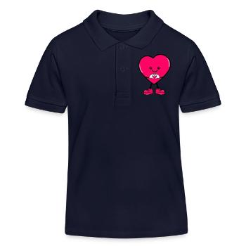 heart comic - Kinder Organic Poloshirt Mini Sprinter von Stanley/Stella - Navy - Vorne