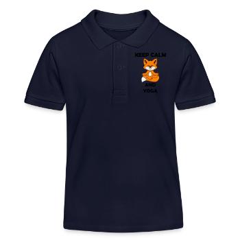 yoga fuchs keep calm - Kinder Organic Poloshirt Mini Sprinter von Stanley/Stella - Navy - Vorne