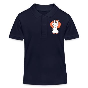 Bird Lady Woman Female Pretty Dress Bow - Kids Organic Polo Shirt by Stanley/Stella - navy - Front