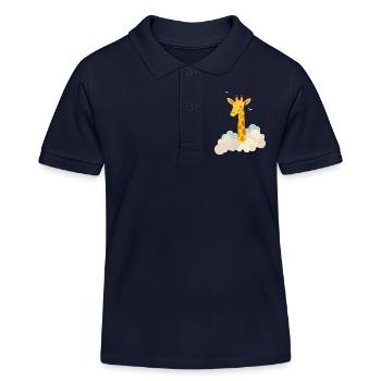 Gentle giraffe above the clouds – Dreamlike motif - Kids Organic Polo Shirt by Stanley/Stella - navy - Front