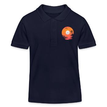 Disque vinyle Retro Sea Sunset DJ Gift - Polo enfant bio Stanley/Stella - bleu marine - Devant