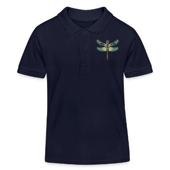 Dragonfly Dragonfly Colorful Wings Cute Dragonflies - Kids Organic Polo Shirt by Stanley/Stella - navy - Front