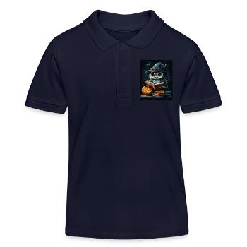 Halloween Geschenk Frauen Eule Männer Kinder Deko - Kinder Organic Poloshirt Mini Sprinter von Stanley/Stella - Navy - Vorne