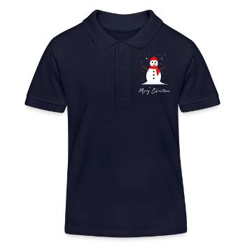Schneemann Frohe Weihnachten - Kinder Organic Poloshirt Mini Sprinter von Stanley/Stella - Navy - Vorne