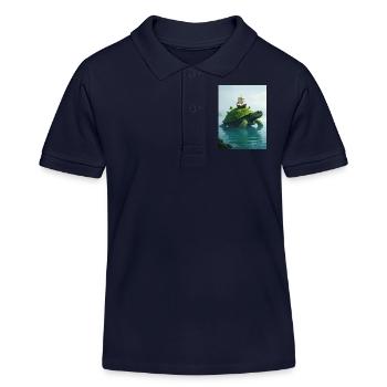 Aspidochelone, tortue marine médiévale du myt européen - Polo enfant bio Stanley/Stella - bleu marine - Devant