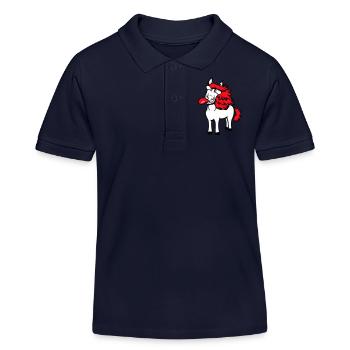 Pferd Verrückt Zunge rausstrecken komisch albern - Kinder Organic Poloshirt Mini Sprinter von Stanley/Stella - Navy - Vorne