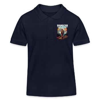 Wandern ist krasser als spazieren - Kinder Organic Poloshirt Mini Sprinter von Stanley/Stella - Navy - Vorne