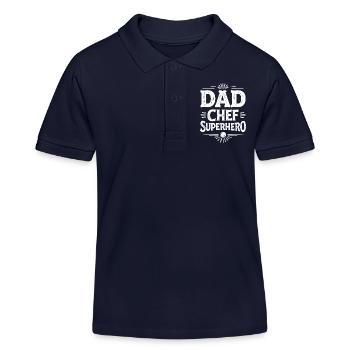 Dad Chef Superhero – Papa Koch Superheld - Kinder Organic Poloshirt Mini Sprinter von Stanley/Stella - Navy - Vorne