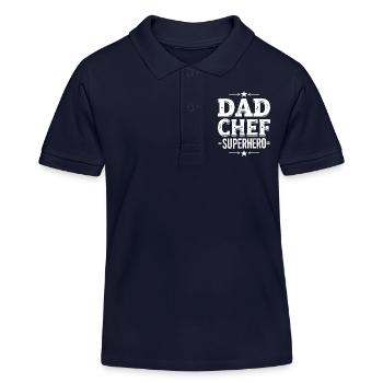 Dad Chef Superhero – Papa Koch Superheld - Kinder Organic Poloshirt Mini Sprinter von Stanley/Stella - Navy - Vorne