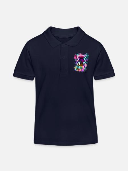 Esel Graffiti Bunt - Kinder Organic Poloshirt Mini Sprinter von Stanley/Stella - Navy