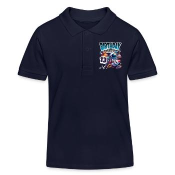 13e anniversaire de l’astronaute Espace - Polo enfant bio Stanley/Stella - bleu marine - Devant