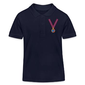 gold_medaille_no_flag3_clr - Kinder Organic Poloshirt Mini Sprinter von Stanley/Stella - Navy - Vorne