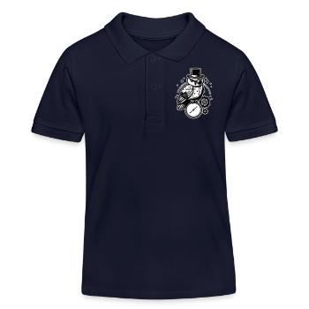 Steampunk Eule und Uhr Design - Kinder Organic Poloshirt Mini Sprinter von Stanley/Stella - Navy - Vorne