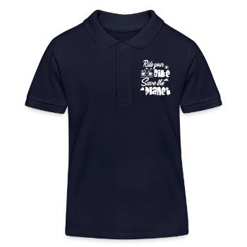 Ride your Bike Save the Planet - Kinder Organic Poloshirt Mini Sprinter von Stanley/Stella - Navy - Vorne