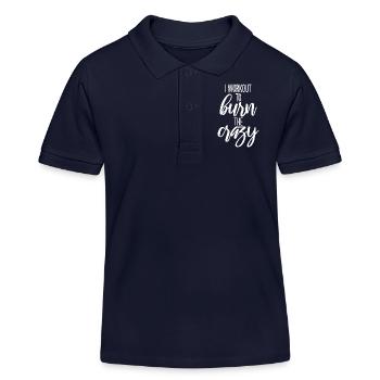 Je m’entraîne pour brûler le fitness de musculation fou - Polo enfant bio Stanley/Stella - bleu marine - Devant