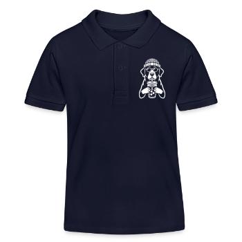 Hipster Labrador mit Eiskaffee - Kinder Organic Poloshirt Mini Sprinter von Stanley/Stella - Navy - Vorne