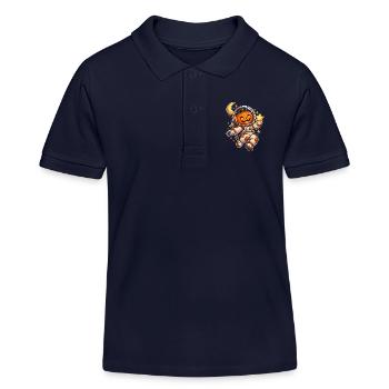 Kürbis-Astronaut - Kinder Organic Poloshirt Mini Sprinter von Stanley/Stella - Navy - Vorne