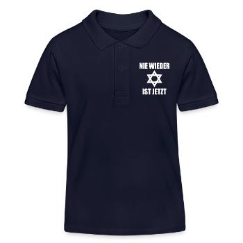 Nie wieder ist jetzt - Kinder Organic Poloshirt Mini Sprinter von Stanley/Stella - Navy - Vorne