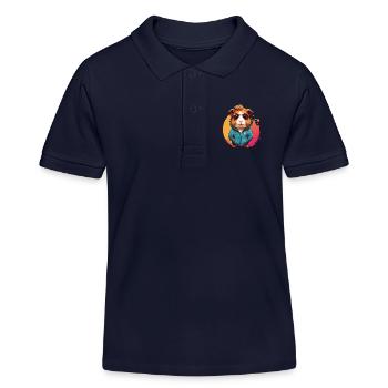 Cochon d’Inde cool avec sweat à capuche et lunettes de soleil - Polo enfant bio Stanley/Stella - bleu marine - Devant