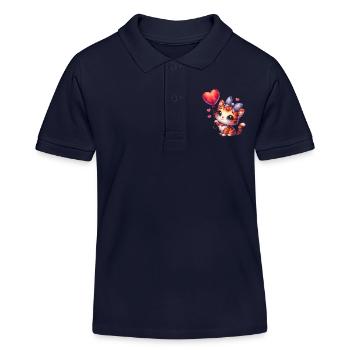 Katze fliegt mit Ballons nach oben süße Katzen - Kinder Organic Poloshirt Mini Sprinter von Stanley/Stella - Navy - Vorne