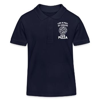 La vie est pleine de choix Choisissez une pizza - Polo enfant bio Stanley/Stella - bleu marine - Devant