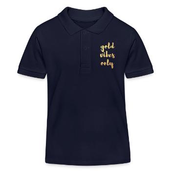 Gold Vibes Only Yoga Décoration cool Citations - Polo enfant bio Stanley/Stella - bleu marine - Devant