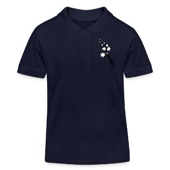 magic - wand - wizard - witch - Kids Organic Polo Shirt by Stanley/Stella - navy - Front