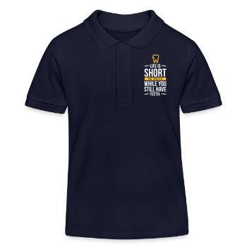 Das Leben ist kurz. Lächeln, während Sie Zähne haben! - Kinder Organic Poloshirt Mini Sprinter von Stanley/Stella - Navy - Vorne