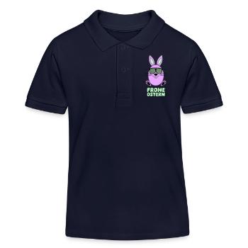 frohe ostern hase 1 - Kinder Organic Poloshirt Mini Sprinter von Stanley/Stella - Navy - Vorne