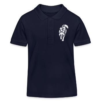 Wolf's silhouette in contrast - Kids Organic Polo Shirt by Stanley/Stella - navy - Front