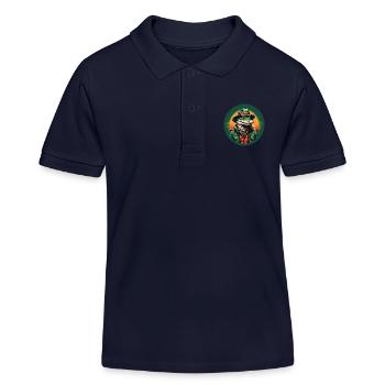 Bunter Alligator Krokodil mit Sonnenbrille und Hut - Kinder Organic Poloshirt Mini Sprinter von Stanley/Stella - Navy - Vorne