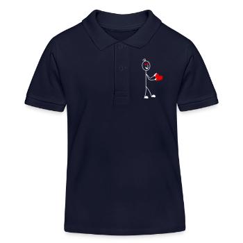 Strichmännchen mit Herz & Herzen in den Augen - Kinder Organic Poloshirt Mini Sprinter von Stanley/Stella - Navy - Vorne