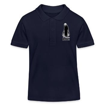 Gruselige Schattenfigur Illustration - Buh! Entwurf - Kinder Organic Poloshirt Mini Sprinter von Stanley/Stella - Navy - Vorne