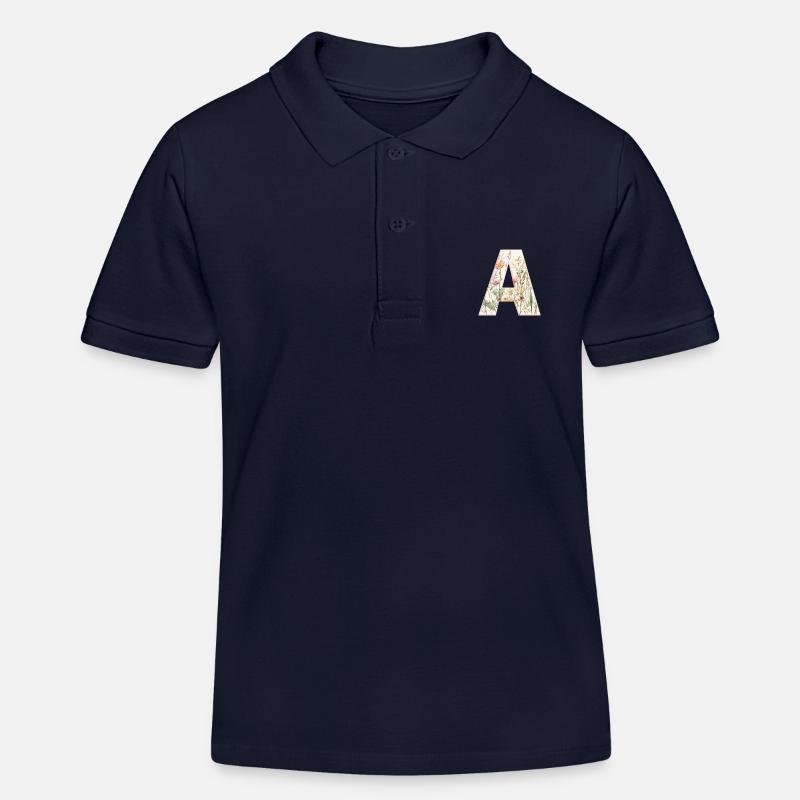 Buchstabe A, Monogramm, Blumenmuster - Kinder Organic Poloshirt Mini Sprinter von Stanley/Stella - Navy