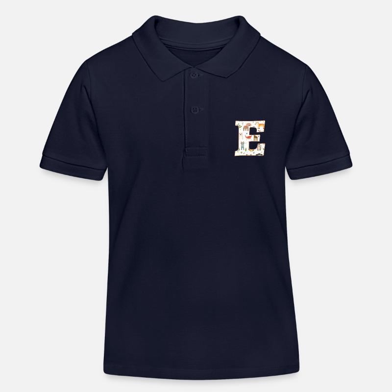 Buchstabe E, Monogramm, Tiermuster - Kinder Organic Poloshirt Mini Sprinter von Stanley/Stella - Navy