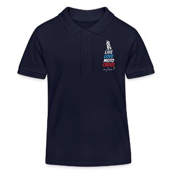 Live Love Motocross - Kinder Organic Poloshirt Mini Sprinter von Stanley/Stella - Navy - Vorne