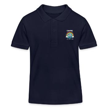 Camping dans le monde entier Tour du monde Limitless - Polo enfant bio Stanley/Stella - bleu marine - Devant