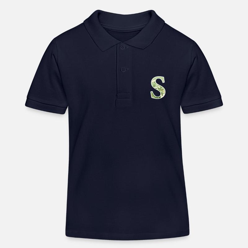 Buchstabe S, Monogramm, Blumenmuster - Kinder Organic Poloshirt Mini Sprinter von Stanley/Stella - Navy