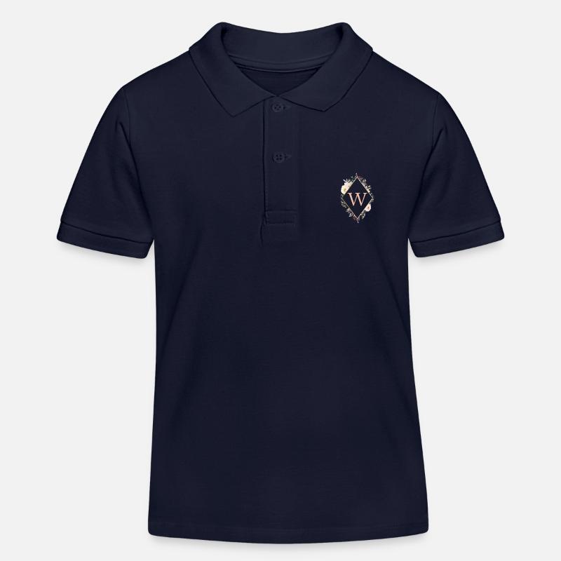 W monogramme, Floral, Boho - Polo enfant bio Stanley/Stella - bleu marine