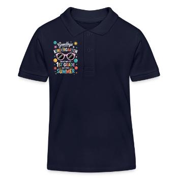 Bye bye kindergarten summer saying - Kids Organic Polo Shirt by Stanley/Stella - navy - Front