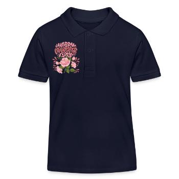 Happy-Mothers-Day, Muttertag, mit Rosen-Dekor - Kinder Organic Poloshirt Mini Sprinter von Stanley/Stella - Navy - Vorne