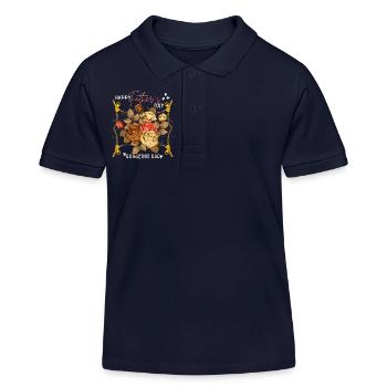 Happy Father's Day, Father's Day with vintage roses - Kids Organic Polo Shirt by Stanley/Stella - navy - Front