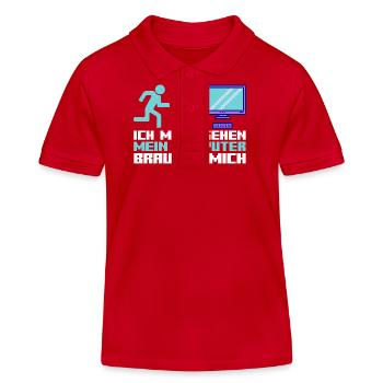 Computer Gamer Programmer Administrator Gamer - Kids Organic Polo Shirt by Stanley/Stella - red - Front