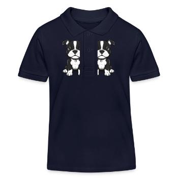 Pit Terrier Dog Comic - Kids Organic Polo Shirt by Stanley/Stella - navy - Front