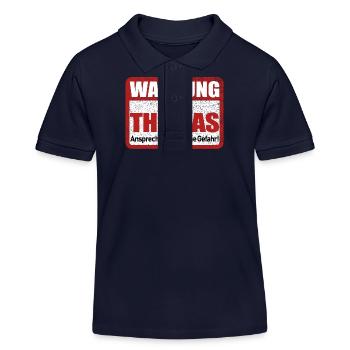 Thomas Name Lustiges Warnschild - Kinder Organic Poloshirt Mini Sprinter von Stanley/Stella - Navy - Vorne
