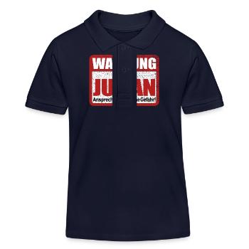 Julian Name Lustiges Warnschild - Kinder Organic Poloshirt Mini Sprinter von Stanley/Stella - Navy - Vorne