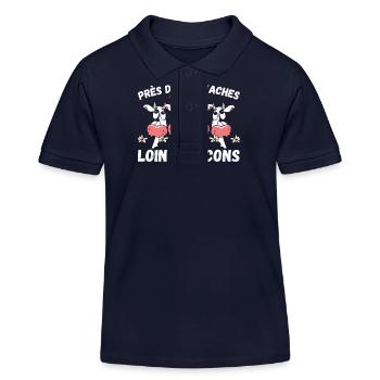 Près de mes vaches loin des cons humour vache - Polo enfant bio Stanley/Stella - bleu marine - Devant