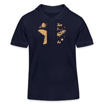 Space Space - Star Fish - Pun - Kids Organic Polo Shirt by Stanley/Stella - navy - Front