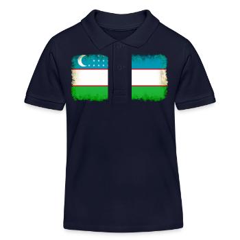 Uzbekistan - Kids Organic Polo Shirt by Stanley/Stella - navy - Front